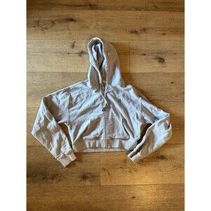 Teddy Fresh Womens Blue Cropped Full Zip Hooded Sweatshirt Size Small